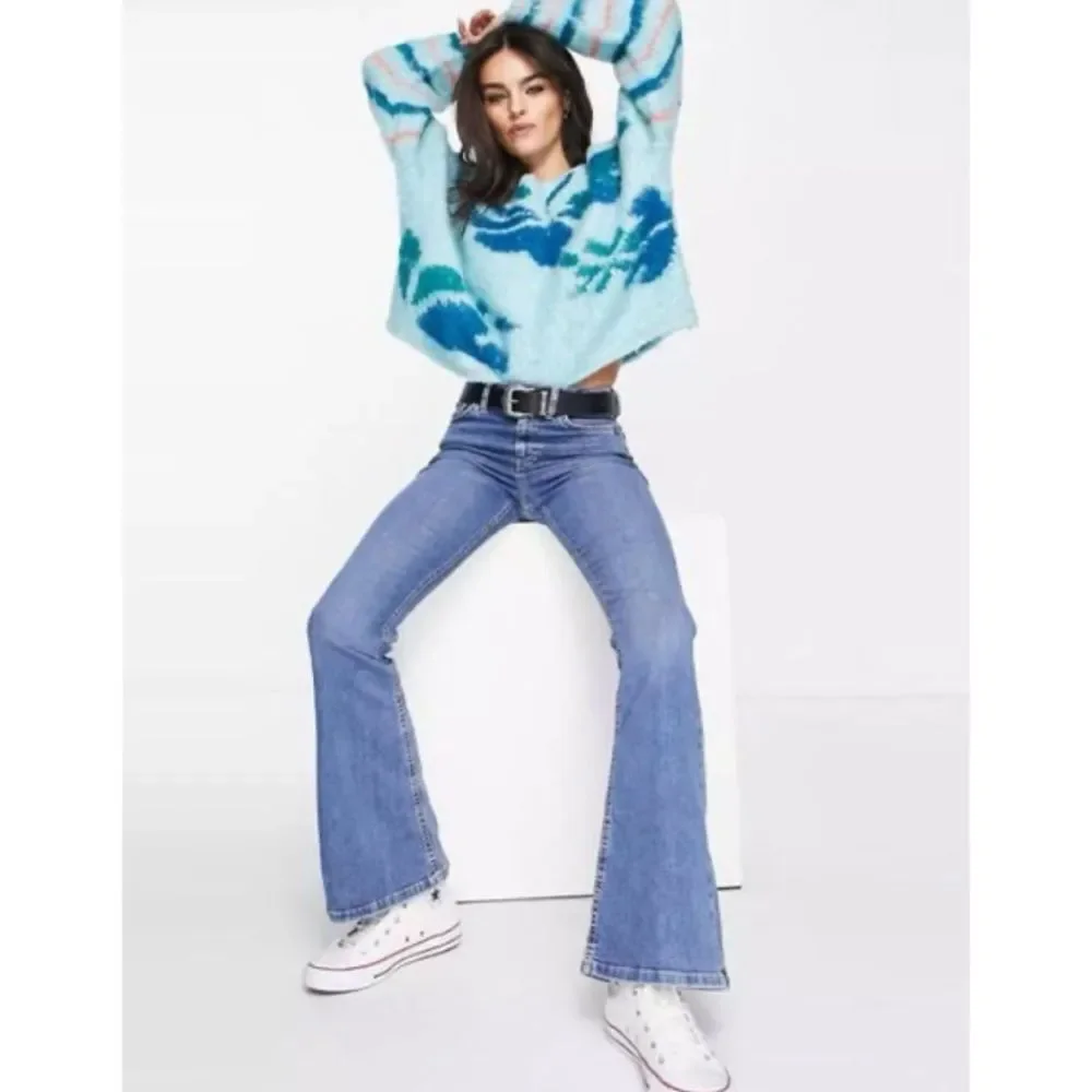 Free People Lily Pullover Sweater In Mosaic Sky Combo Size XS